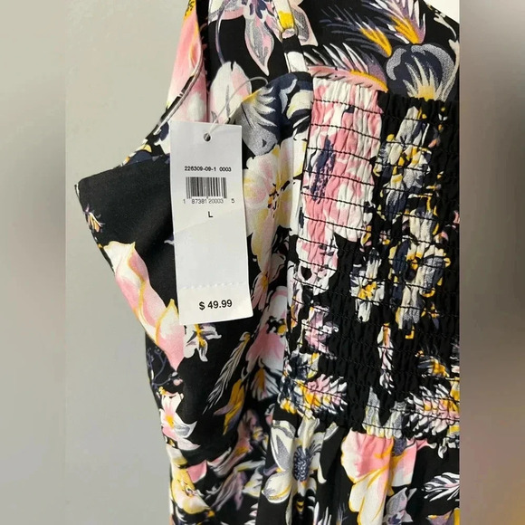 Gap Cami Dress black floral size Large New - Picture 7 of 11